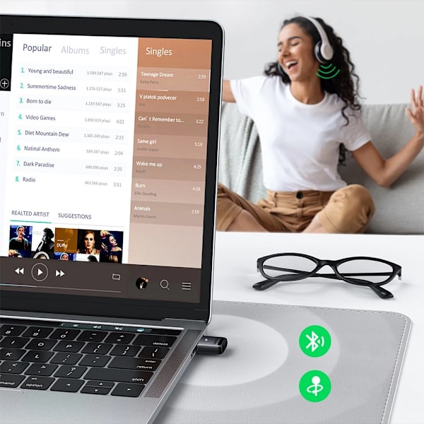 Ugreen CM390 5.0 USB Bluetooth Adapter - Svart