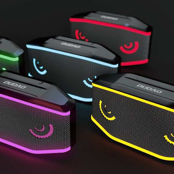 Dudao vanntett IP7 trådløs høyttaler Bluetooth 5.0 RGB 5W 1200mAh svart (Y10XS-svart)