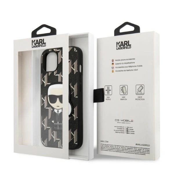 KARL LAGERFELD MONOGRAM IKONIK PATCH COVER TIL IPHONE 13 MINI - SORT