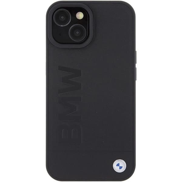 BMW LÆDER HOT STAMP ETUI TIL IPHONE 15 - SORT