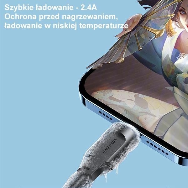 USAMS Lightning-kabel 2,4A 1,2m snabbladdning Lithe-serien grön/grön SJ565USB04 (US-SJ565)