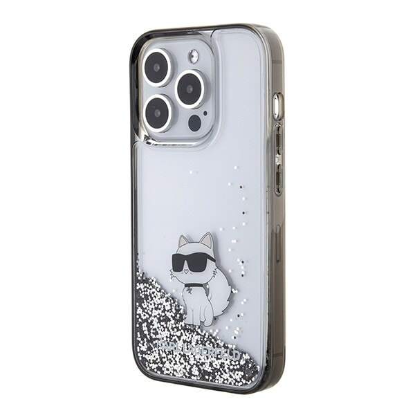 Karl Lagerfeld KLHCP15LLKCNSK iPhone 15 Pro 6.1 gjennomsiktig hardt deksel Liquid Glitter Choupette