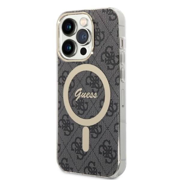 Guess Set MagSafe lader + etui iPhone 14 Pro 6.1 Black 4G Print (GUBPP14LH4EACSK)
