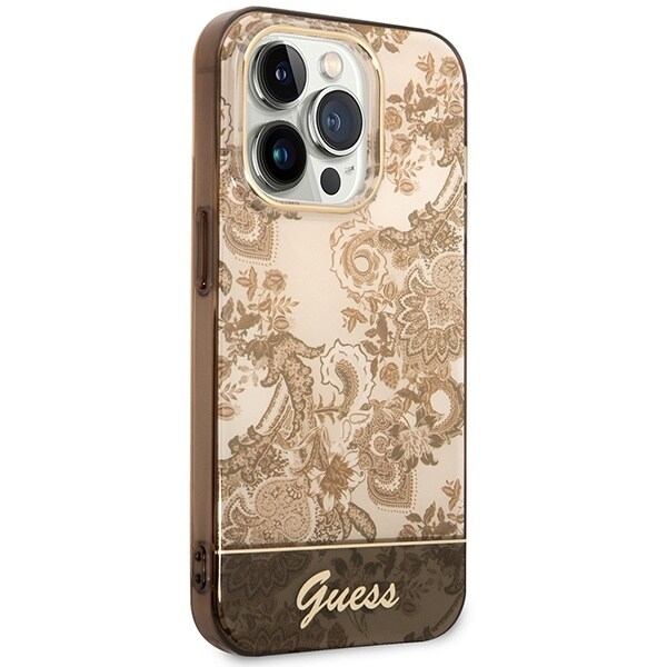 Guess GUHCP14LHGPLHC iPhone 14 Pro 6.1 oker hardt etui porselenssamling