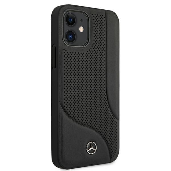 Mercedes MEHCP12SCDOBK iPhone 12 mini 5,4" svart/svart hårdfodral Läder perforerat område