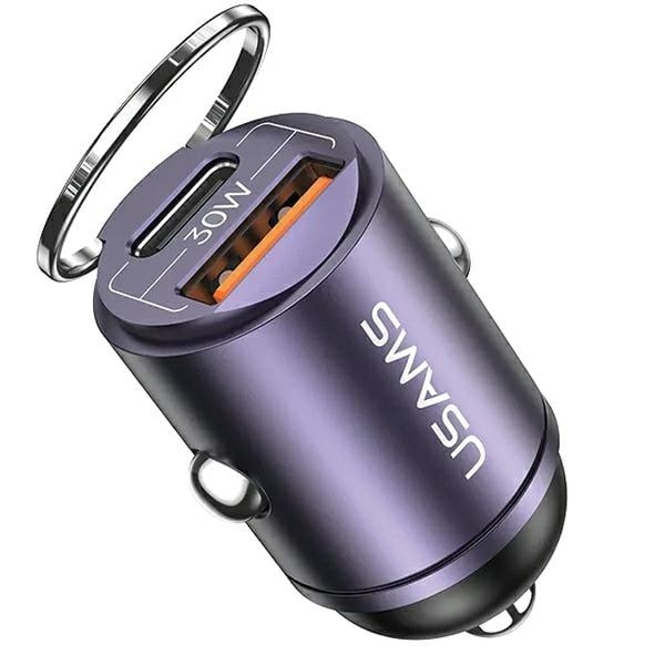 USAMS Lad. ensam. 1xUSB+1xUSB-C C38 30W PD Snabbladdning med inbyggd ring lila/lila CC206CC02 (US-CC206)