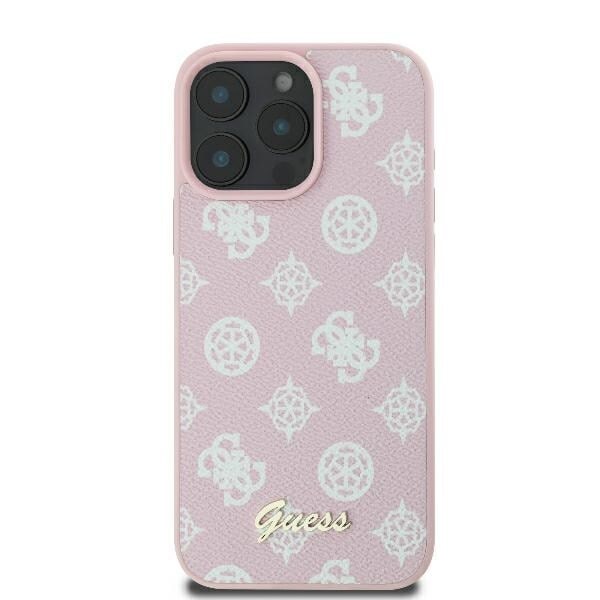 Guess GUHMP16LPGPYSP iPhone 16 Pro 6,3" rosa/rosa hårdfodral Peony Script Logo MagSafe