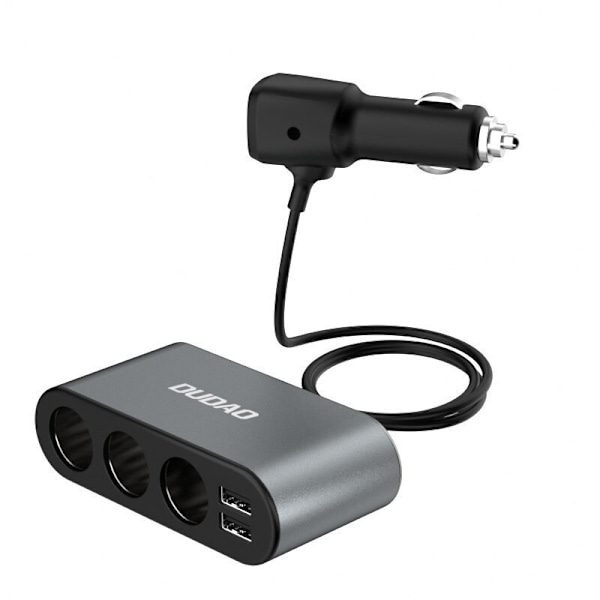 DUDAO BILOPLADER 2XUSB/3X CIGARET LÆNTER STIK SPLITTER SORT