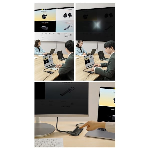 Baseus Lite Series Multifunksjon USB Type C HUB - 2 x USB 3.0 / USB Type C PD / HDMI 1.4 / SD/TF Svart (WKQX050101)