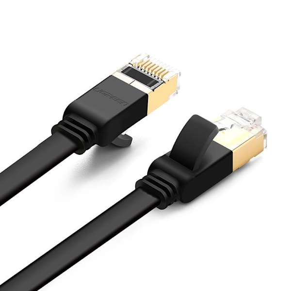 UGRØNT FLADT KABEL ETHERNET PATCHKABEL RJ45 CAT 7 STP LAN 10 GBPS 10 M SORT (NW106 11265)