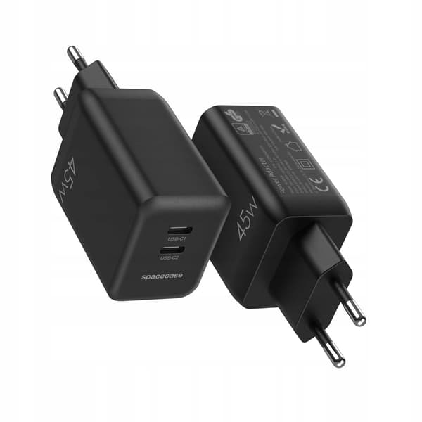 Rymdfall Usb Laddare 45W Piston För Telefon Typ C Sc006B Svart