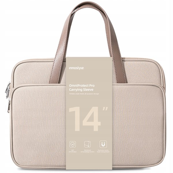 INNOSTYLE 14" VATTENTÄT OMNIPROTECT PRO LAPTOPVÄSKA FÖR KVINNOR BEIGE