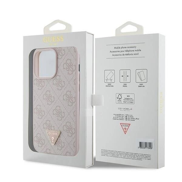 Guess GUHCP15XP4TDPP iPhone 15 Pro Max 6.7 rosa/rosa hårdfodral Läder 4G Diamond Triangle