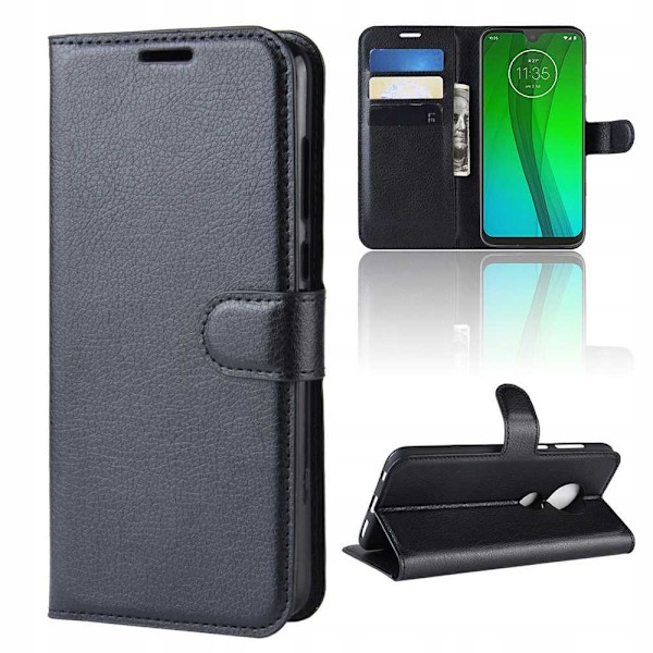 Litchi-Fodral För Motorola Moto G7 G7 Plus Svart