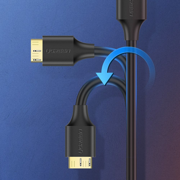 UGRØN KABEL USB-A 3.0 - MICRO USB-B SUPERSPEED 5GB/S 1M SORT