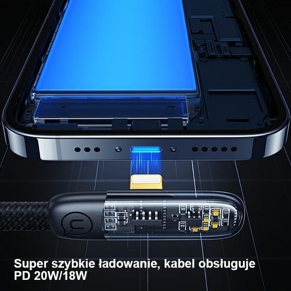 USAMS Vinklad USB-C till Lightning PD 20W Snabbladdning Iceflake Series-kabel 2m vit/vit SJ586USB02 (US-SJ586)