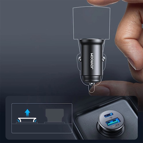 Joyroom JR-CCN05 30W USB-A USB-C mini billader - svart