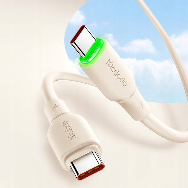 MCDODO USB-C SNABBLADDNINGSKABEL FÖR SAMSUNG APPLE USB TYP C 65W 1M LED BEIGE