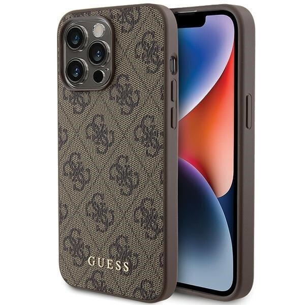 Guess 4G Metal Gold Logo Deksel til iPhone 15 Pro Max - Brun