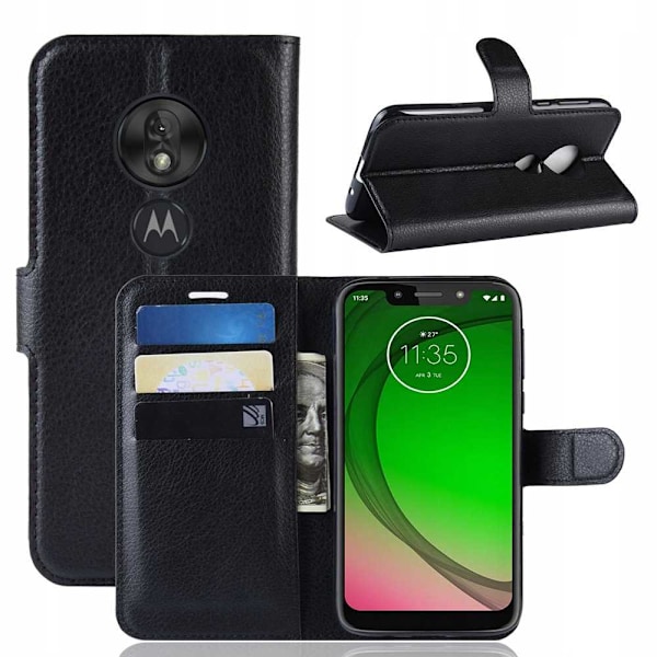 Litchi Case Cover Till Motorola Moto G7 Play Black