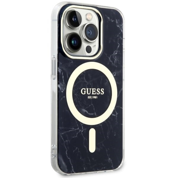 Guess GUHMP14XPCUMAK-deksel til iPhone 14 Pro Max 6.7 - svart Marble MagSafe