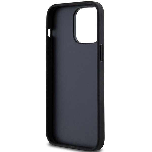 DKNY Leather Mono Stripe & Metal Logo beskyttelsesdeksel til iPhone 14 Pro - svart