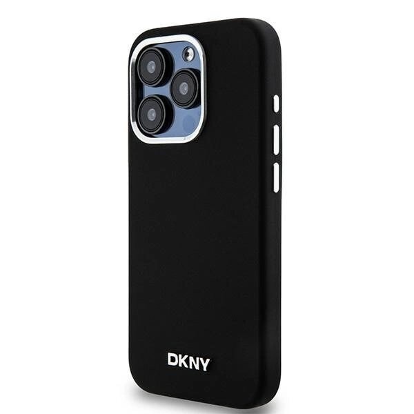 DKNY flytende silikon liten metalllogo MagSafe-deksel til iPhone 14 Pro - Svart