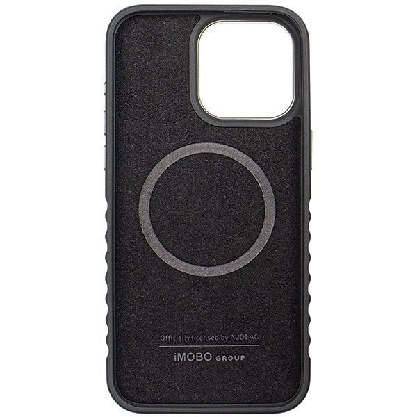 AUDI ÆGTE LÆDER ETUI MED MAGSAFE TIL IPHONE 14 PRO MAX - SORT OG RØD