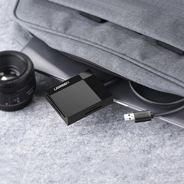 Ugreen USB 3.0 SD / micro SD / CF / MS minnekortleser svart (30231)