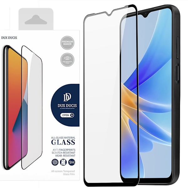 DUX DUCIS HOLDBART HÆRNET GLAS 9H TIL OPPO A17 MED SORT RAMME