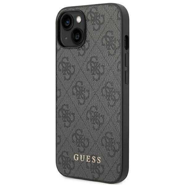 Guess GUHCP14SG4GFGR-deksel til iPhone 14 - grå 4G metallisk gulllogo