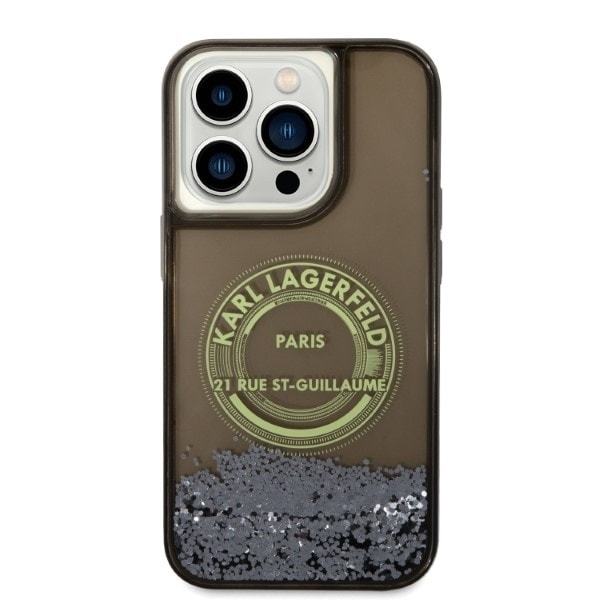 KARL LAGERFELD LIQUID GLITTER RSG ETUI TIL IPHONE 14 PRO - SORT