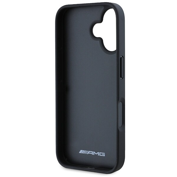 AMG AMHCP16SGSEBK iPhone 16 6,1" svart/svart hårdfodral Läder Präglade linjer Svart logotyp