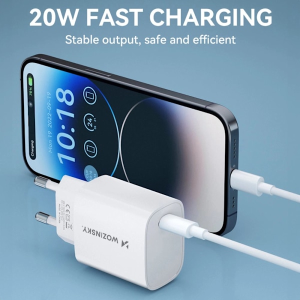 Wozinsky WGWCCW 20W USB-C vegglader - hvit