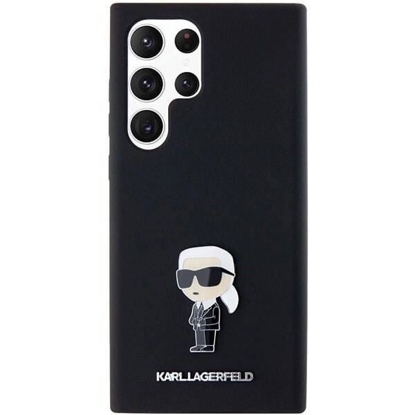 Karl Lagerfeld Silikon Ikonik Metal Pin Deksel til Samsung Galaxy S23 Ultra - Svart