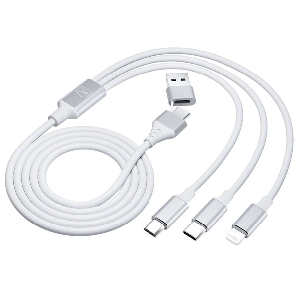 3mk Hyperkabel 3in1 USB-A - USB-C / USB-C - mikro-USB - Lightning 1,5 m - hvit