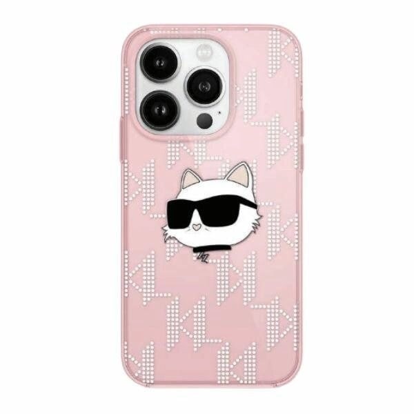 Karl Lagerfeld IML Choupette Head & Monogram beskyttelsesdeksel til iPhone 13 Pro / 13 - rosa