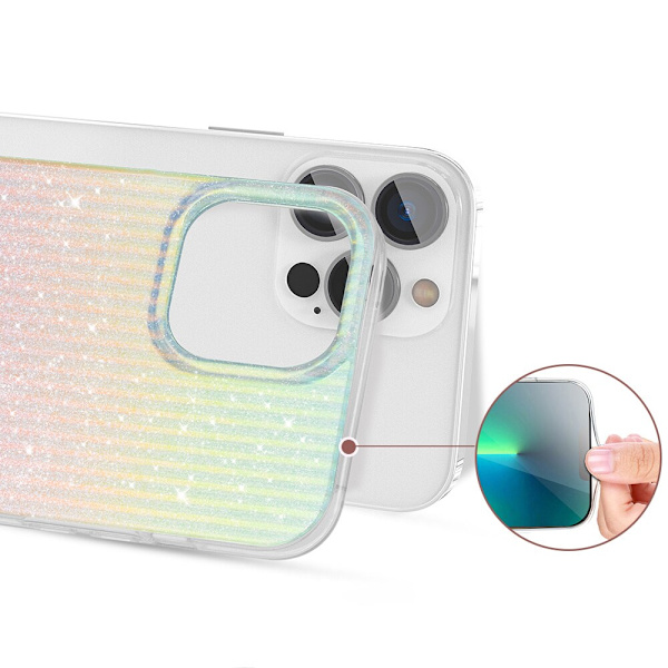 Kingxbar Travel Series Luxury Elegant Case for iPhone 13 Pro blå og oransje (skyer)