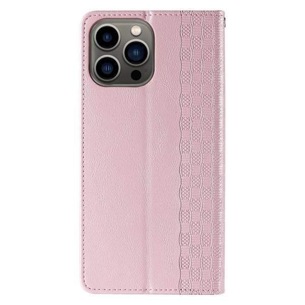 Magnetisk stroppdeksel for iPhone 12 Pro Max, lommebokdeksel + anheng med minibånd, rosa