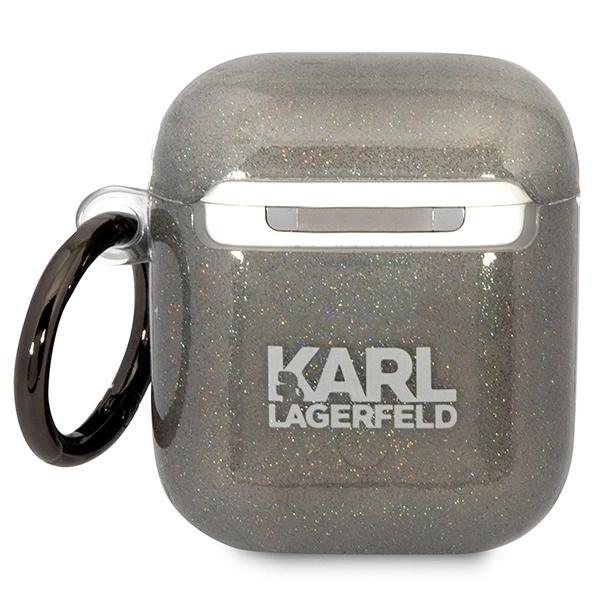 KARL LAGERFELD GLITTER KARL&CHOUPETTE ETUI TIL AIRPODS 1/2 - SORT