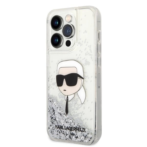 KARL LAGERFELD GLITTER KARL'S HEAD ETUI TIL IPHONE 14 PRO - SØLV