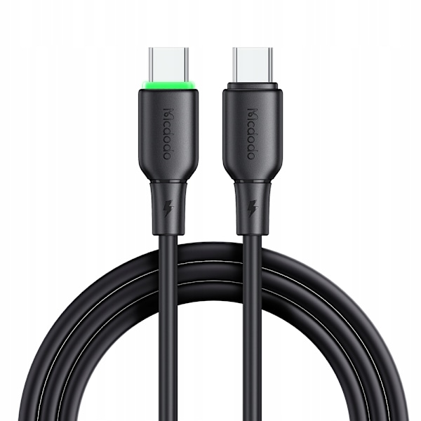 MCDODO USB-C SNABBLADDNINGSKABEL FÖR SAMSUNG APPLE USB TYP C 65W 1M LED SVART