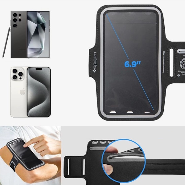 SPIGEN A703 SPORTSARMBÅND 6,9'' - SORT