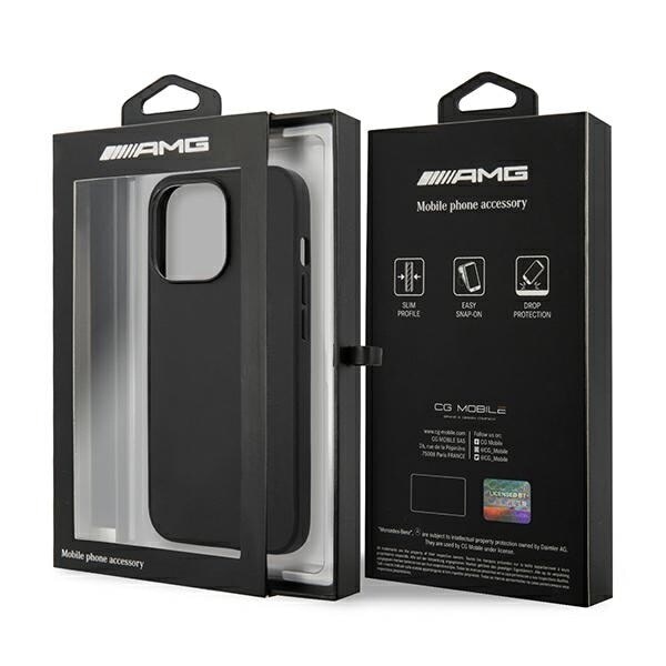AMG LÆDER HOT STAMPED COVER TIL IPHONE 14 PRO - SORT