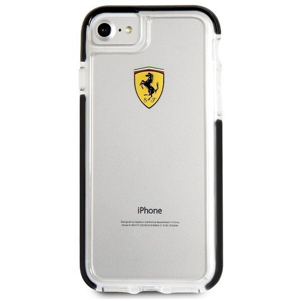 FERRARI STØDSIKKERT ETUI TIL IPHONE 7 / 8 / SE 2020 / SE 2022 - GENNEMSIGTIG OG SORT