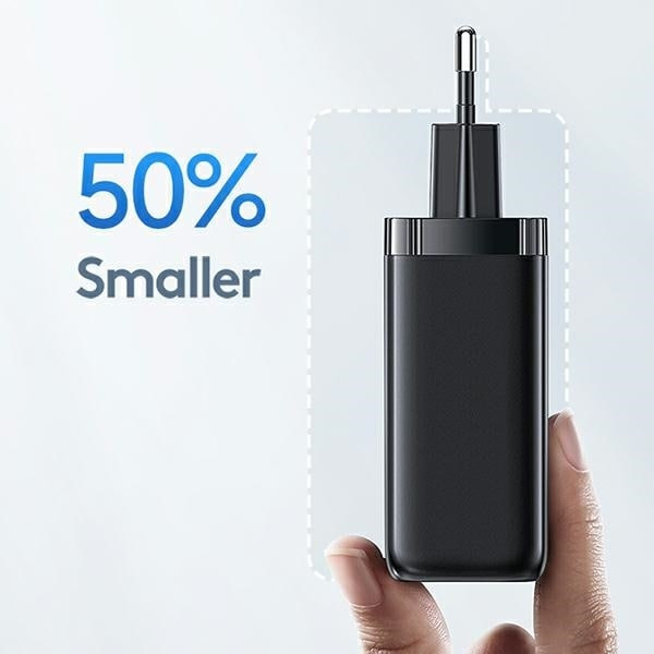 USAMS Lad. nätverk. 1xUSB-C+1xUSB T47 65W (endast huvud) PD Snabbladdning Super Si vit/vit CC153TC02 (US-CC153)