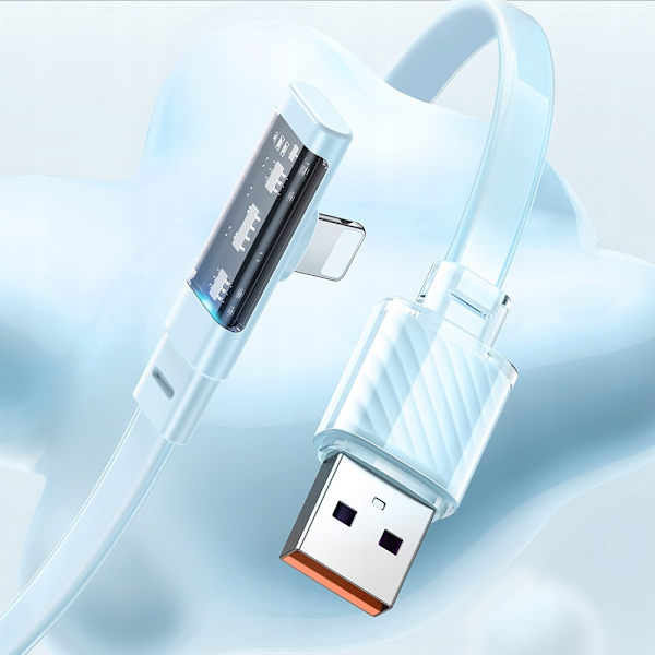 MCDODO ANGLE USB LIGHTNING PLATKABEL 36W IPHONE 13 14 BLÅ 2M