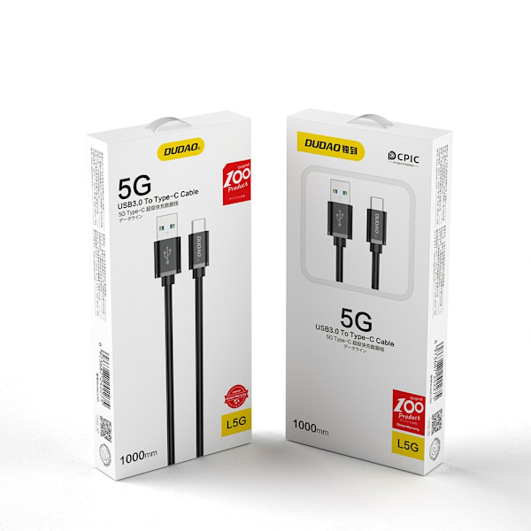 Dudao-kabel USB - USB Type C Super Fast Charge 1 m svart (L5G-Black)