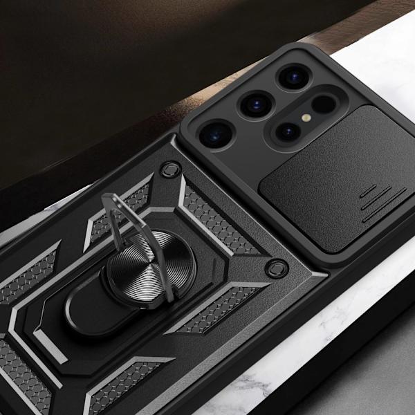 HYBRID ARMOR CAMSHIELD ETUI TIL SAMSUNG GALAXY S24 ULTRA PANSRET MED KAMERACOVER - SORT