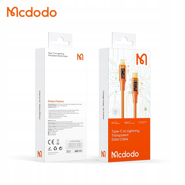 MCDODO USB-C LIGHTNING-KABEL SNABBLADDNING 36W 1M IPHONE 11 12 13 14